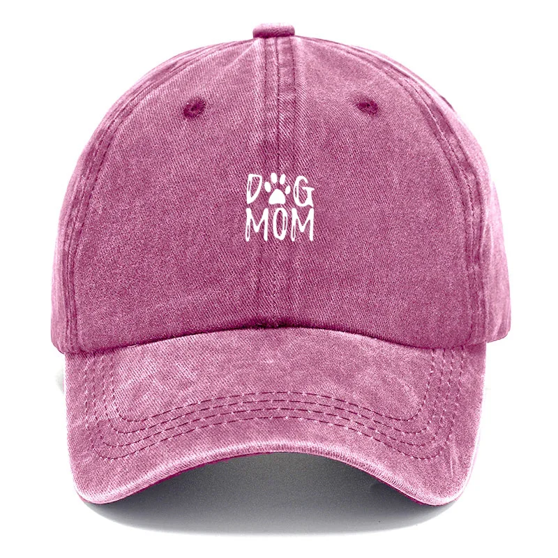 Dog Mom Washed Cotton Vintage Baseball Cap for Women Adjustable Distressed Trucker Hat Pet Lover Gift Casual Cotton Cap Hats