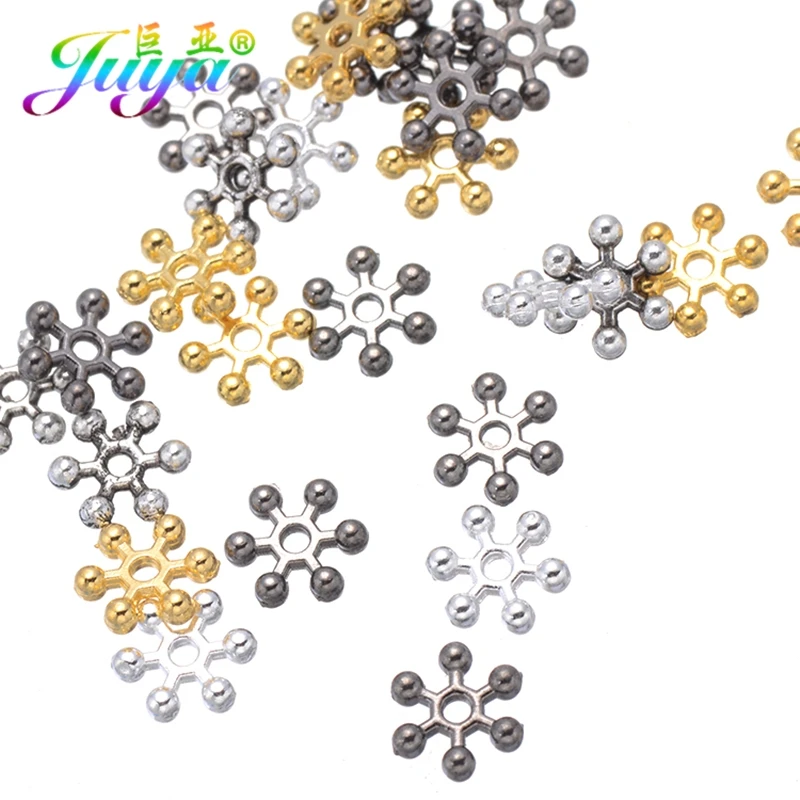 8mm 10mm Snowflake Gold Color Decoration Metal Spacer Beads Accessories For Women Needlework Beading Jewelry DIY Making