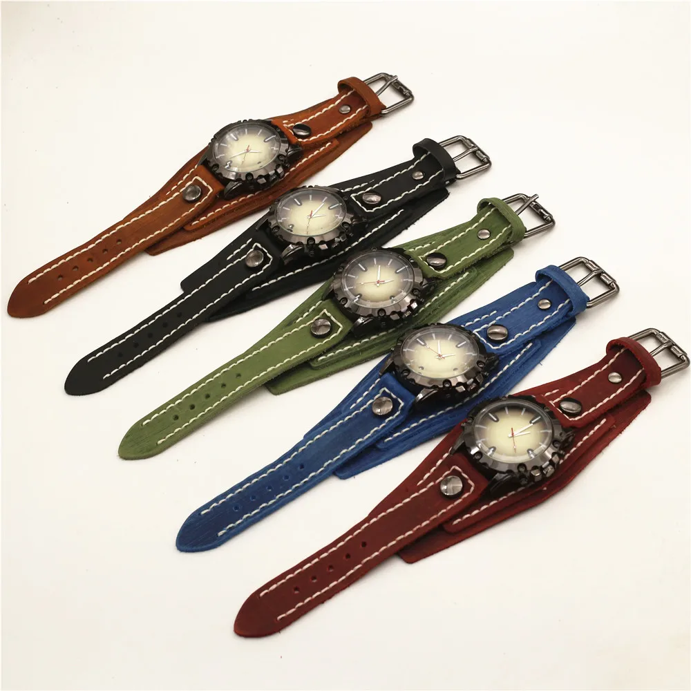 Westbull Electronic Quart Pointer Bracelet Watch Men Genuine Leather Punk Strap Homme Jewelry