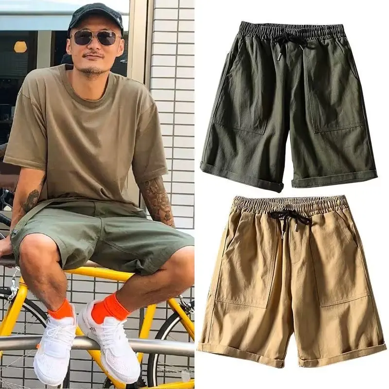 

Men's Summer Thin Pure Cotton Workwear Shorts Casual Loose Straight Leg Five-Quarter Length Trousers Fashionable Sportswear