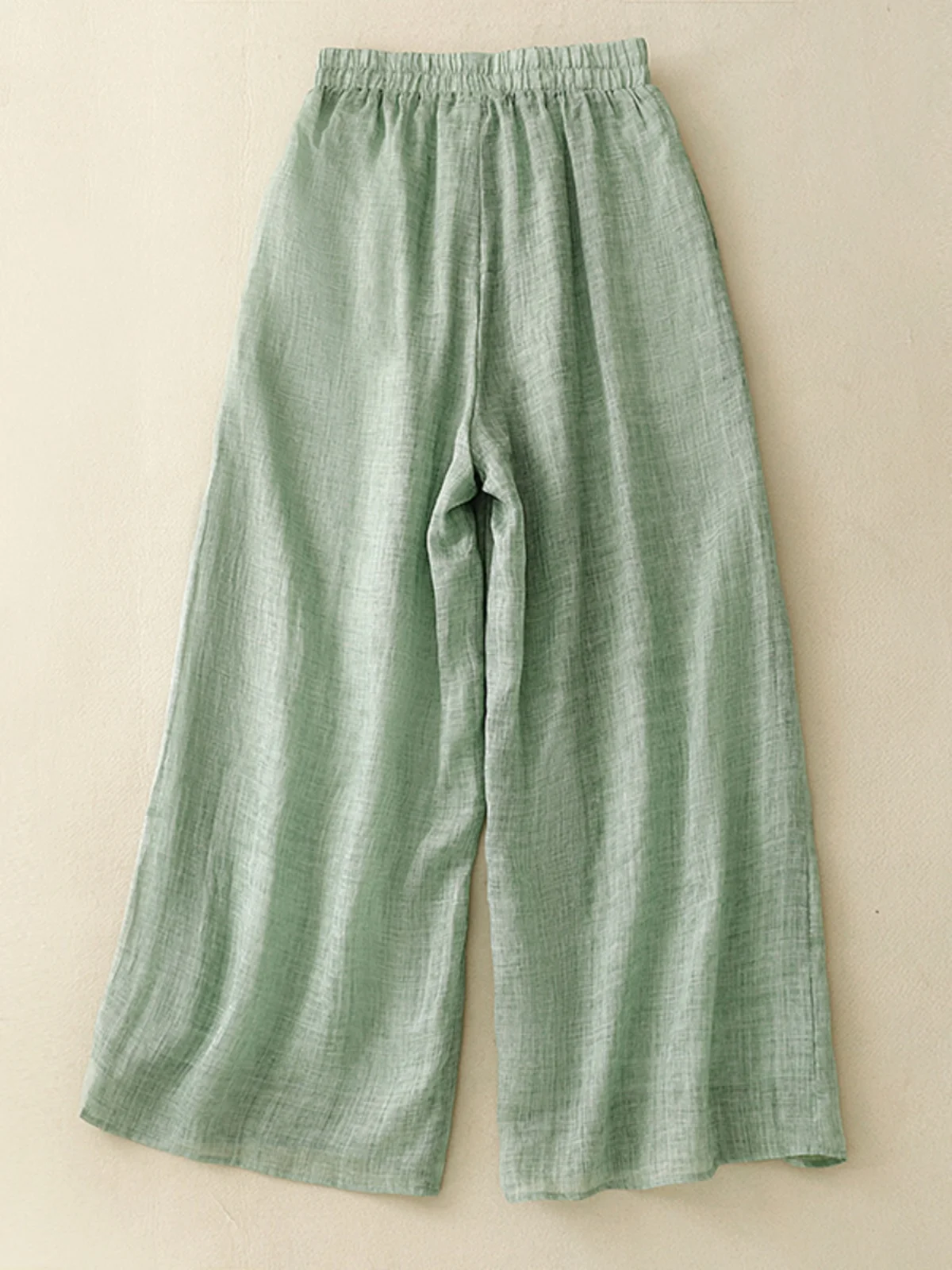 Mint Green Lyocell Flax Wide Leg Pants Women's Breathable Casual Long Pants High Waist Drapey Summer Thin Cool Pants