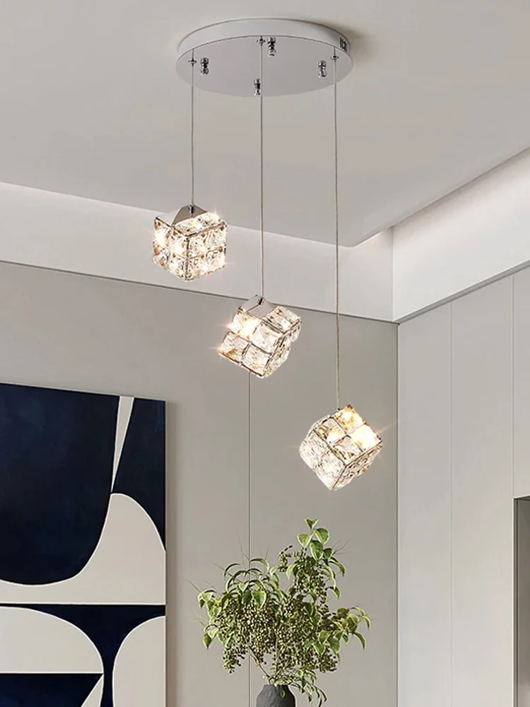 Modern High-End Crystal LED Chandelier Restaurant Kitchen Living Room Bedroom Hotel Chrome Plated
