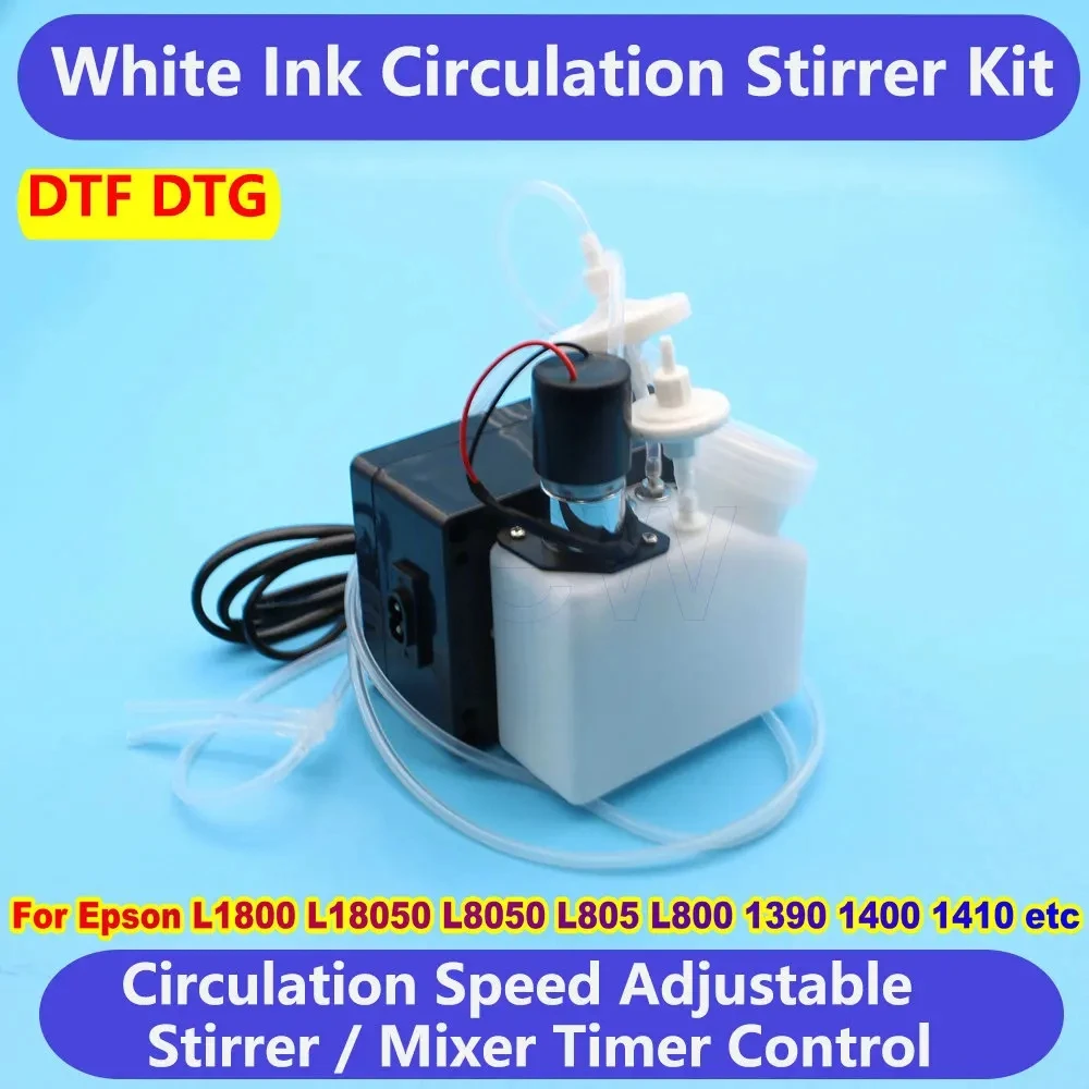 

L8050 L18050 White Ink Circulation Ciss Ink Tank Kit For Epson L1800 L800 L805 L18050 XP600 With Stirrer Mixer Timer Controller