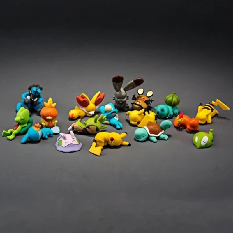 Sleeping Pokemon Action Figure Cup Pocket Monster Pikachu Toys Dedenne Fennekin Bunnelby Lucario Mudkip Squishy Tiny Figure