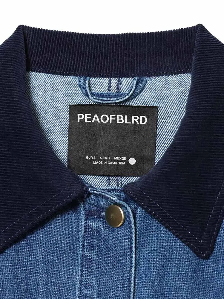 European and American style spring new arrival women's fashion loose and versatile corduroy collar denim jacket.