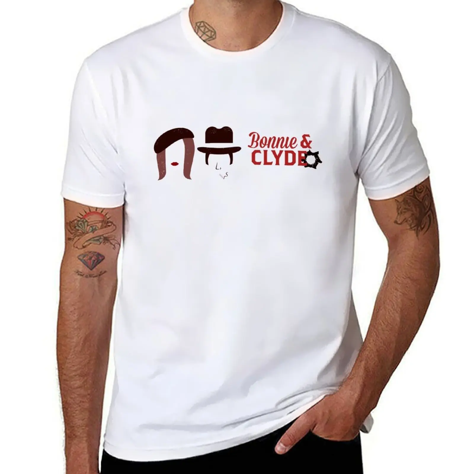 

Bonnie Clyde The logo musical T-Shirt No Iron Casual Short Sleeve Top