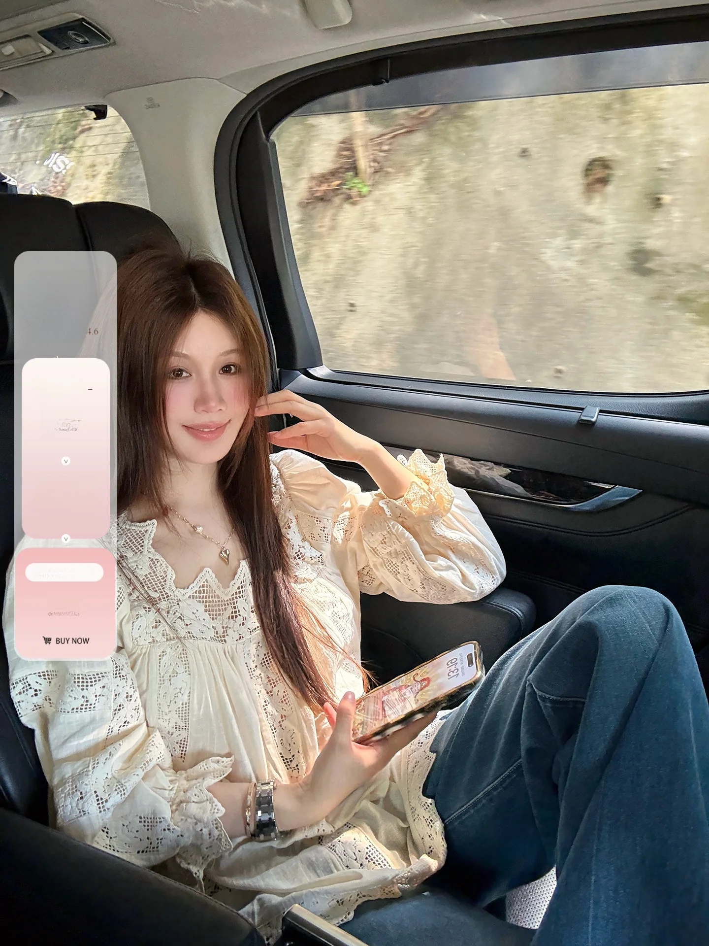 

Женская ажурная кружевная блузка Ele с вырезами, весна-лето, дизайн в стиле Южной Франции, IUIU AJing Home Romantic Sle