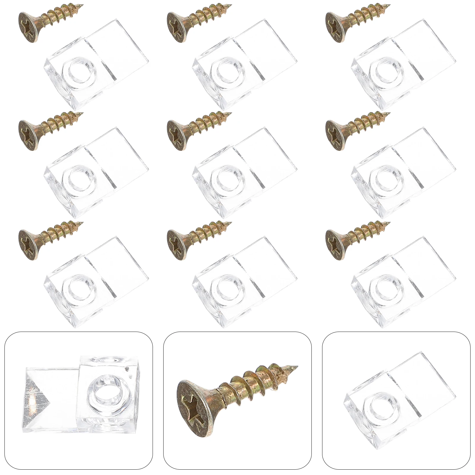 

50 Pcs Punch Free Mirror Buckle Clips Transparent ABS Material Glass Shelf Support Brackets Mounting Hardware For Cabinets Doors