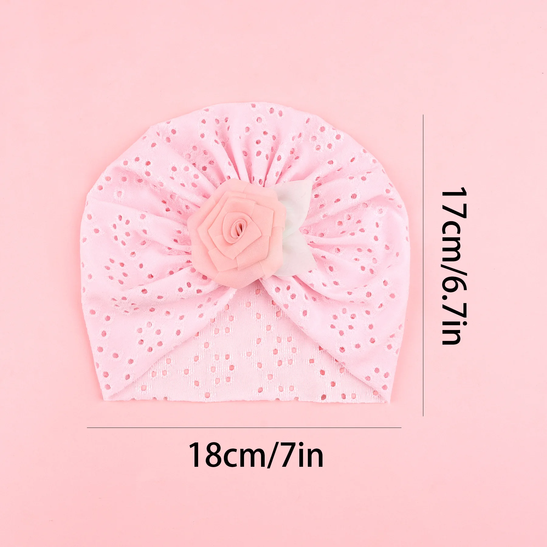 20 PCS/Lot, Hollow Out Fabric Rose Flower Baby Turban Hat For Infant Newborn Cute Beanie Cap Photo Props Baby Shower Gift