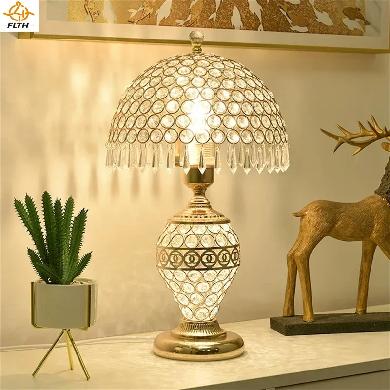 Modern Crystal Table Lamp Dimmer luxury With Remote Control For Home Modern Creative Light bedside