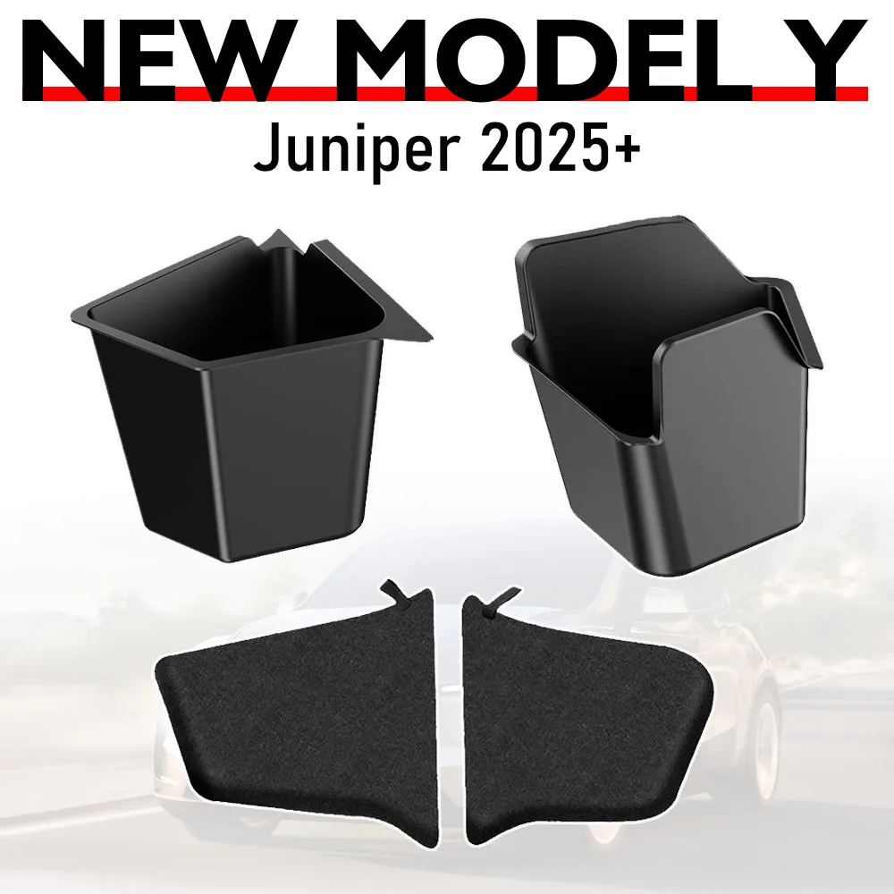 

Для Tesla Model Y Juniper 2025 задний багажник, боковой ящик для хранения, органайзер для багажа, коробка для мусора из ТПЭ, флокирующийся коврик, перегородка, аксессуары