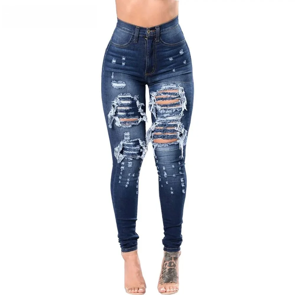 

Botvotee High Waisted Pencil Jeans for Women Ripped Skinny Fit Ladies Premium Denim Stretchy PU Fabric Winter Collection