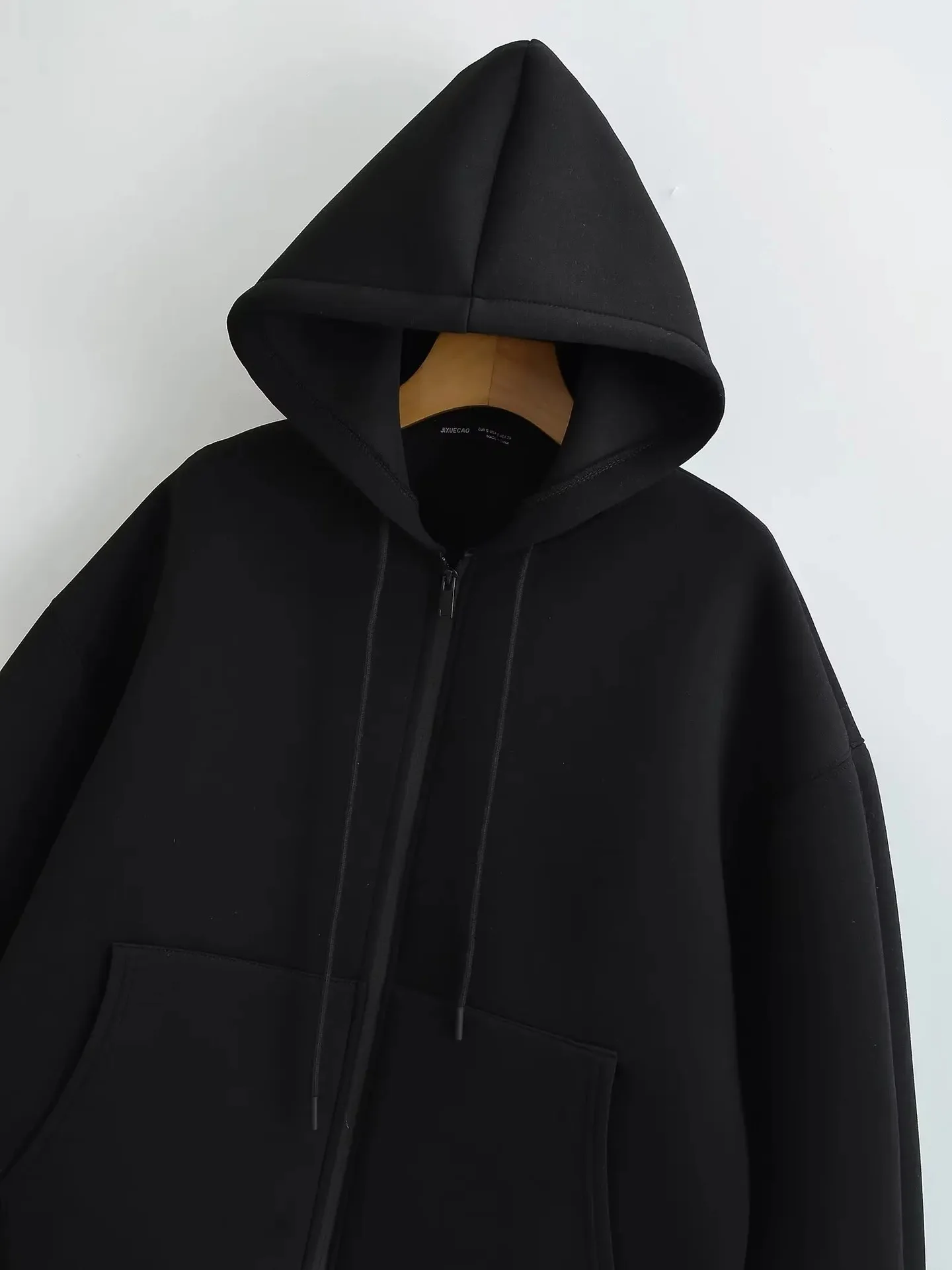Herbstliche Damen-Freizeitjacke mit Kapuze, lockerer Oversize-Schnitt, Reißverschluss-Hoodie, Sweatshirt, einfarbiger Mantel, schicke Oberbekleidung für Bürodamen, Oberteile – Detail 22