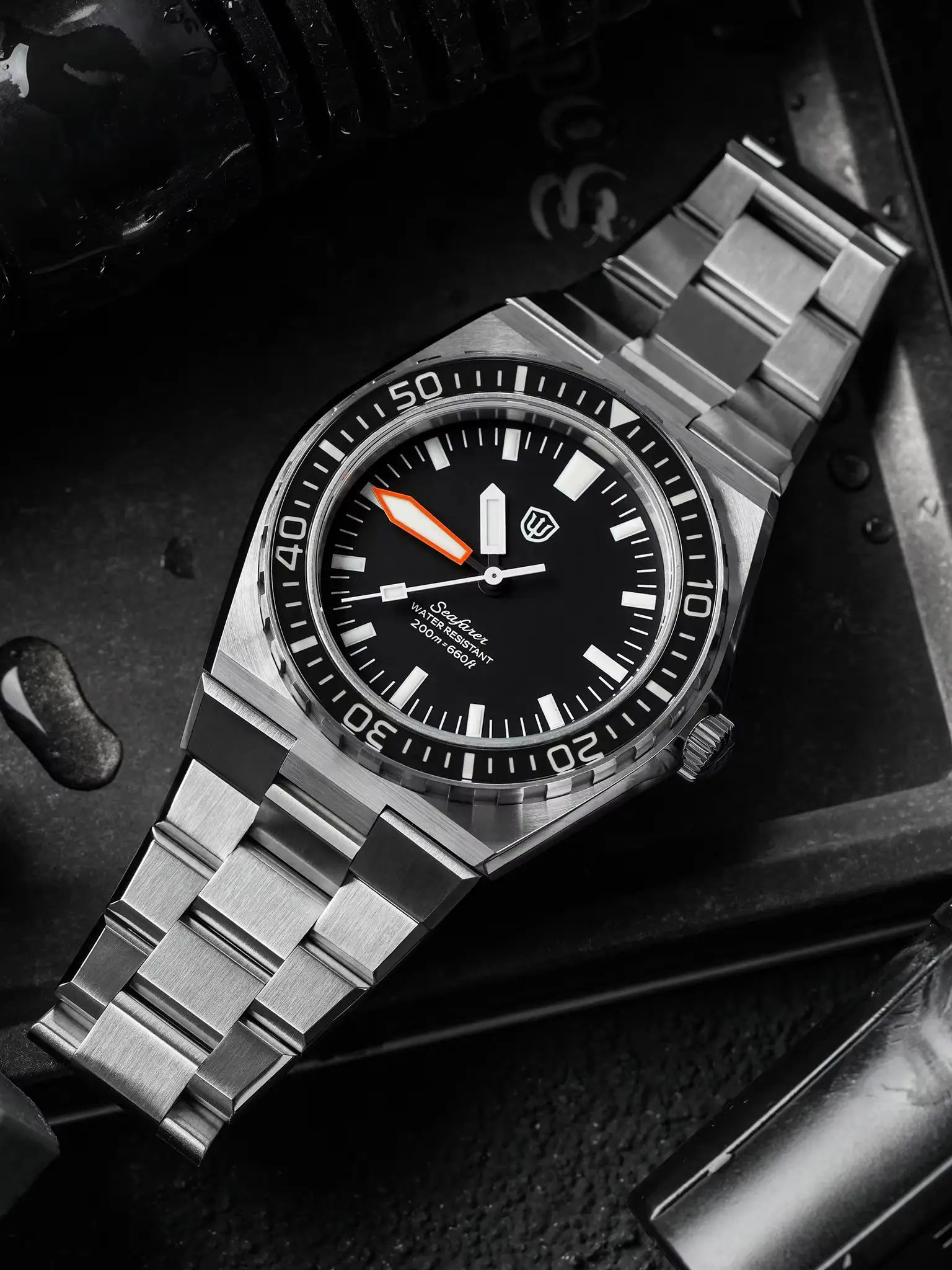 Watchdives Premier WD0017C VH31/Ronda 515 Taucheruhr mit Schleichsekunde, Quarzwerk, Saphirglas, wasserdicht, Edelstahl