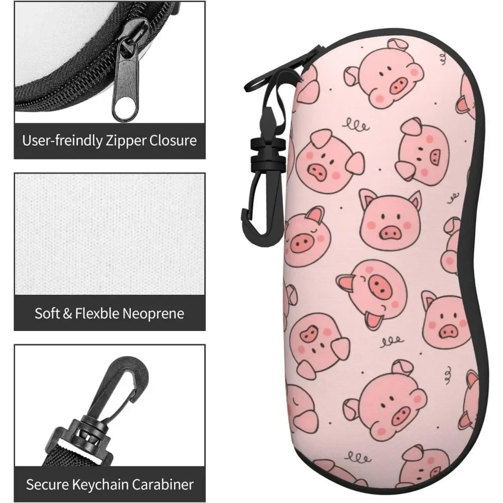 Cute Pigs Pink Glasses Case Pouch Prints Zipper Soft Eyewear Storage Box Outdoor Travel Portable Anti-pressione occhiali da sole Bag