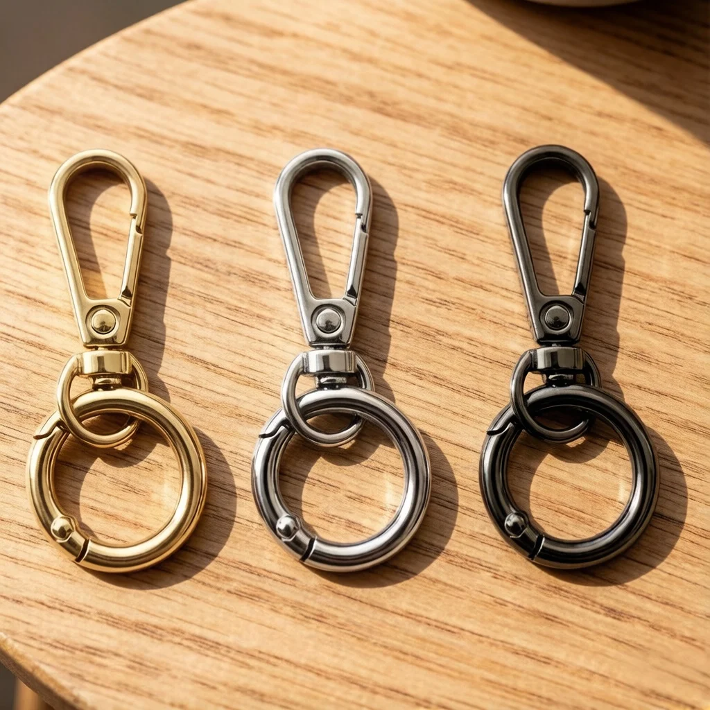 2-10 pcs Swivel Clasp Clip, Metal Swivel Snap Hooks, Double Opening Key Chain Clip with Key Ring for DIY Crafts Lanyard Making image 3