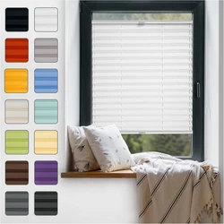 Window Pleated Blind, No Drilling for Gluing, Inner Frame, Thermal Pleated Blind Inside, Roller Blind Brackets on Frame, Folding