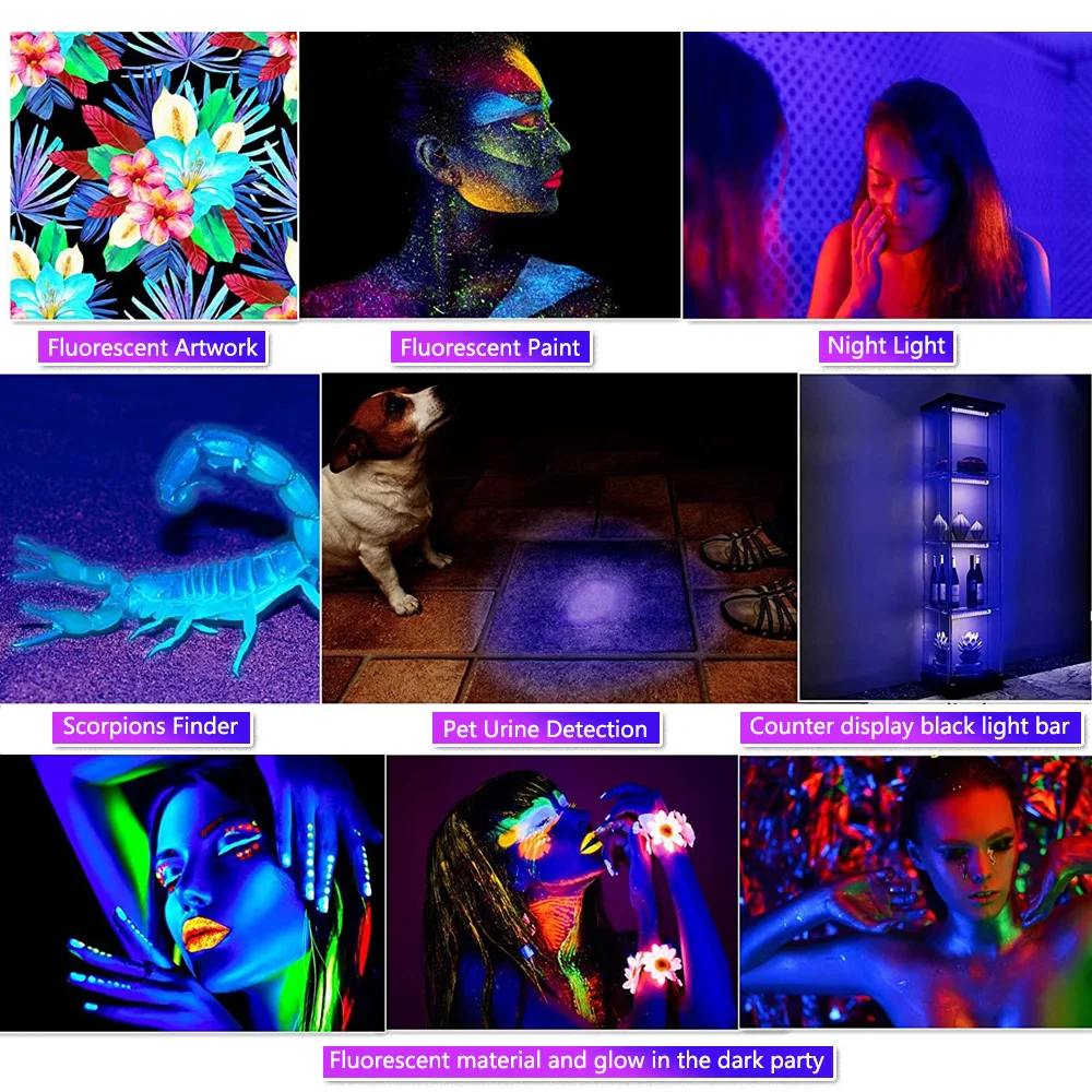 Bande lumineuse UV ultraviolette pour scène, lumière noire, port USB, bar, fête, peinture Linge, affiche structurels ente, lueur dans le noir, 10W, 48 LED