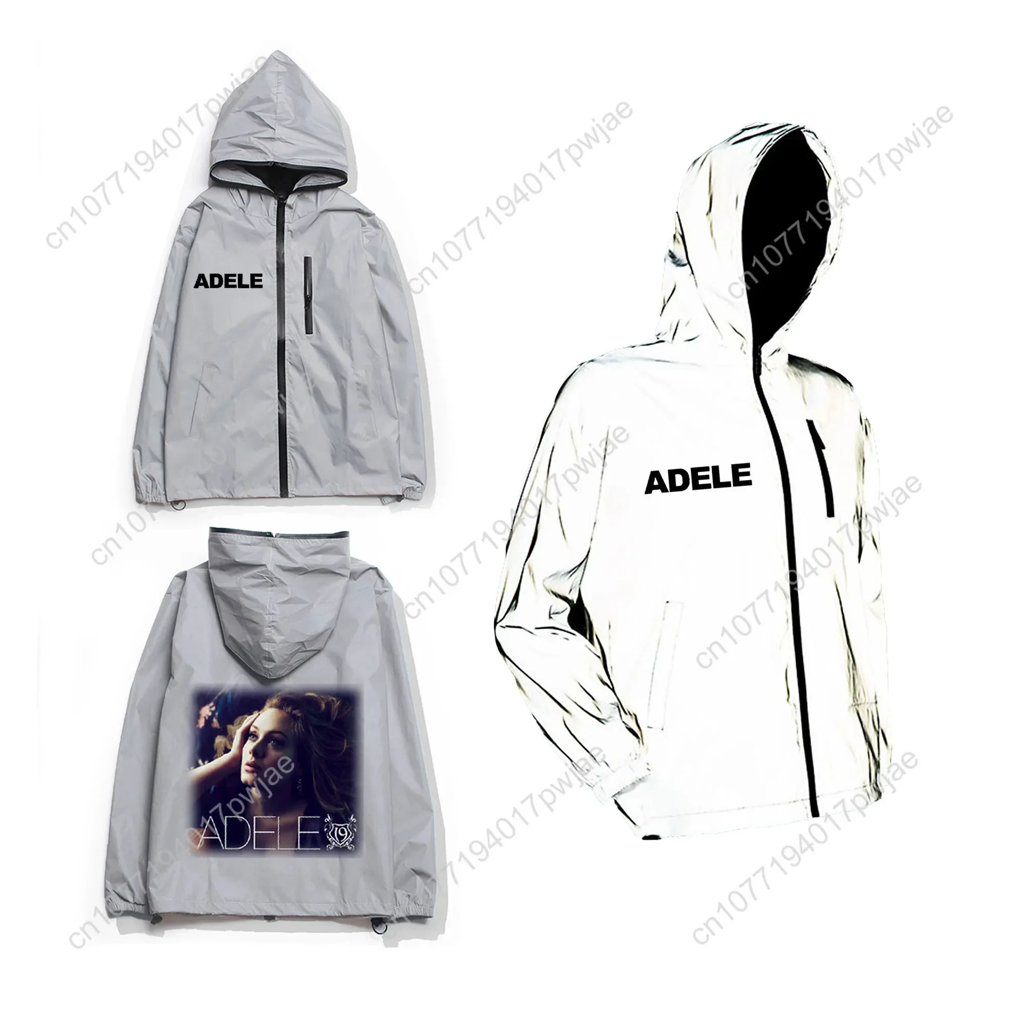 Adele Laurie Blue Adkins Singer Reflective Jacket Mens Women Coat Hooded Windbreaker Run Pocket Jackets Zipper Customized Hoodie