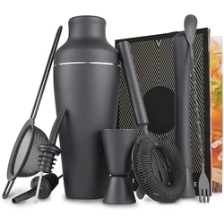 Cocktail Set, Cocktail Making Set, Parisian Matte Black 9 Piece Stainless Steel Cocktail Shaker Set, Bar Tool