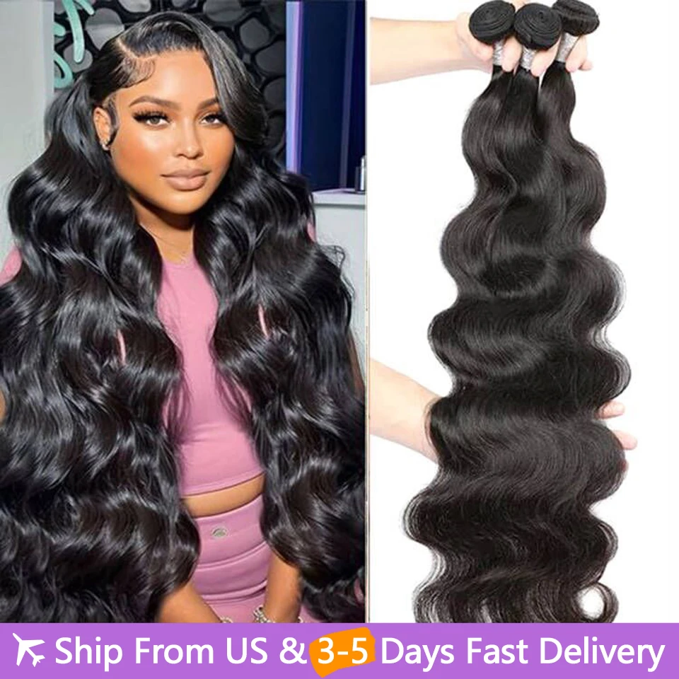 

Body Wave 28 30 32 Inch Bundles Brazilian Hair Water Wavy Weave Human Hair Extensions Tissage For Women US Delivery Within 5 Day