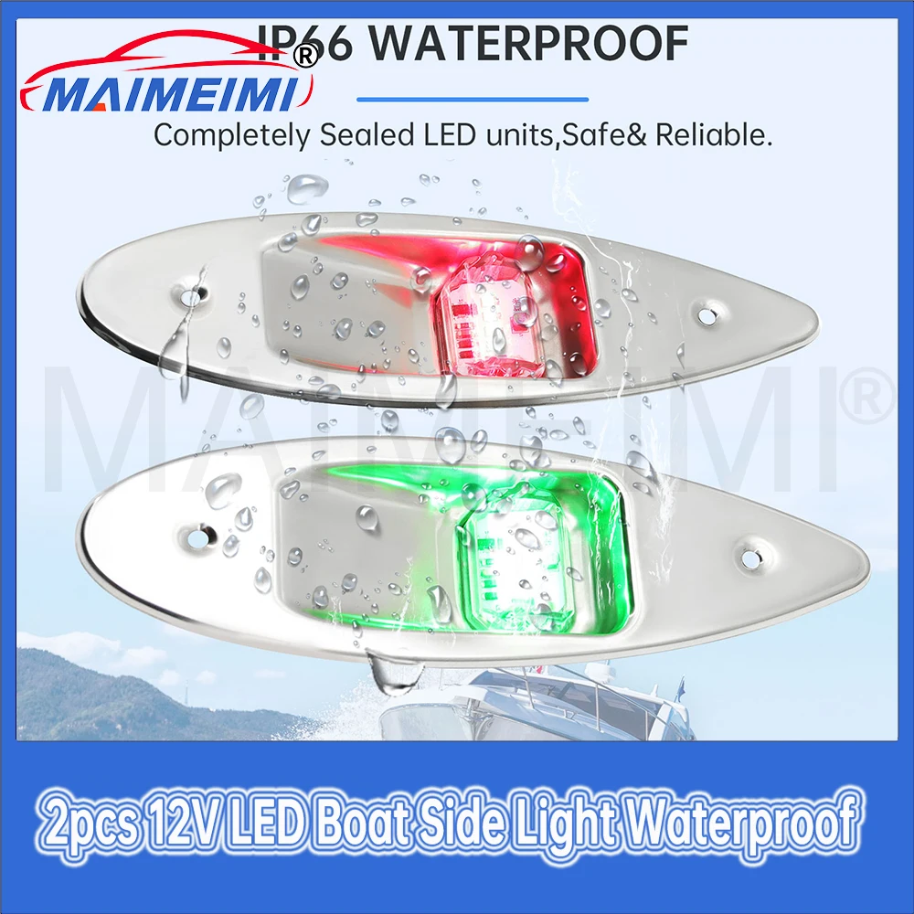 % 2pcs Side Bow Navigation Light Yacht Navigation Light Waterproof LED Marine Sounding Light For Marine Boat Yacht