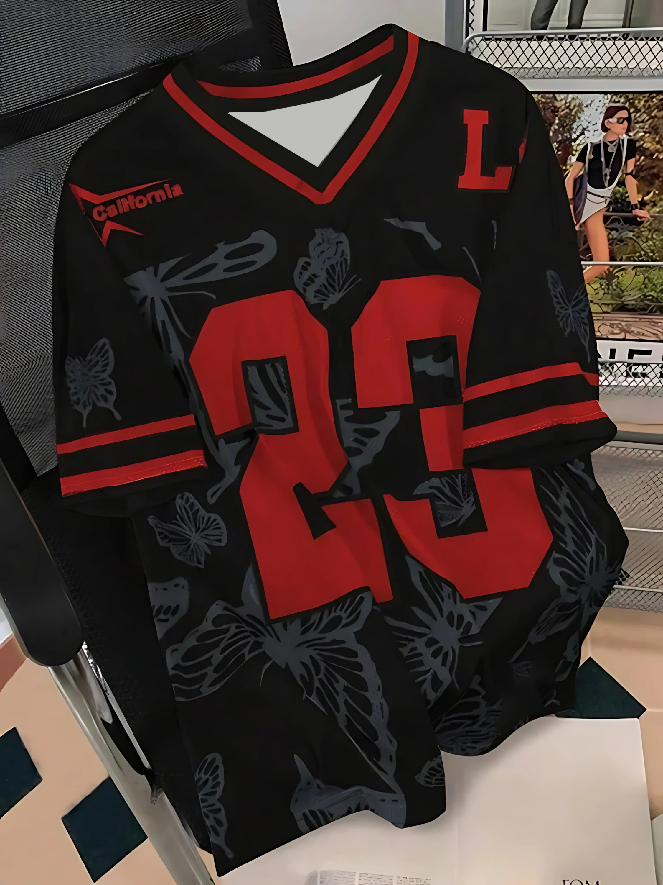 26 Sommermode, T-Shirt mit kurzen Ärmeln und schwarzem Schmetterlingsmuster, mit D-Print, lässig, sportlich, atmungsaktiv, Streetwear, Familienkleidung – Detail 9