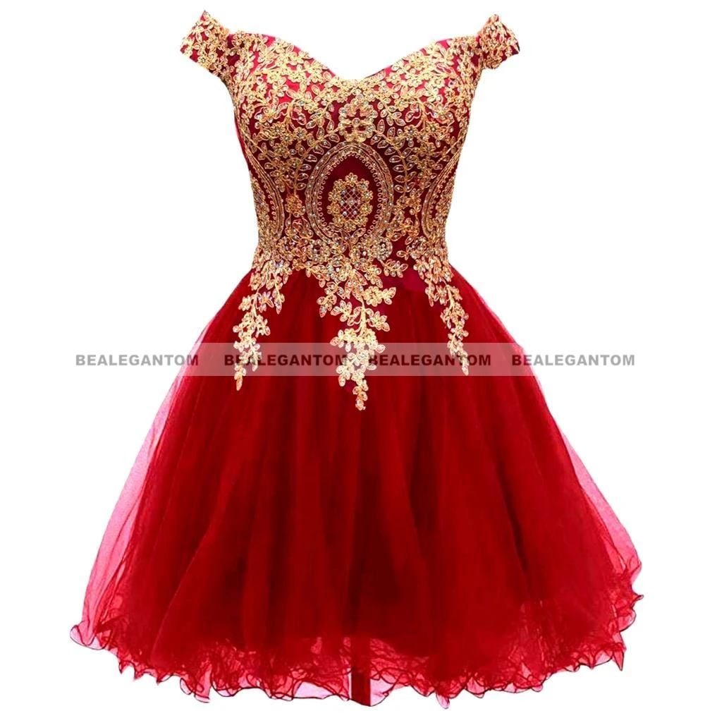 Bealegantom-Vestido corto de encaje con hombros descubiertos, minivestido Formal con cuentas de cristal, vestidos de fiesta de graduación