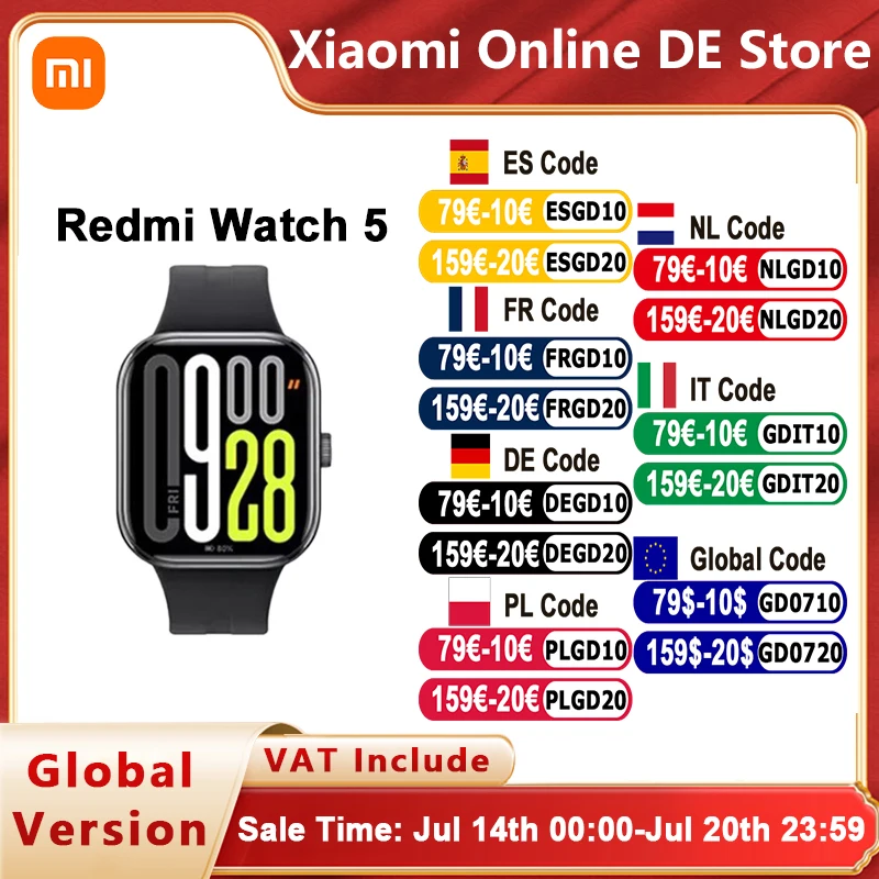 Versione globale Xiaomi Redmi Watch 5 Smartwatch GNSS integrato Display AMOLED da 2,07 60 Hz Durata della batteria di 24 giorni Chiamata Bluetooth