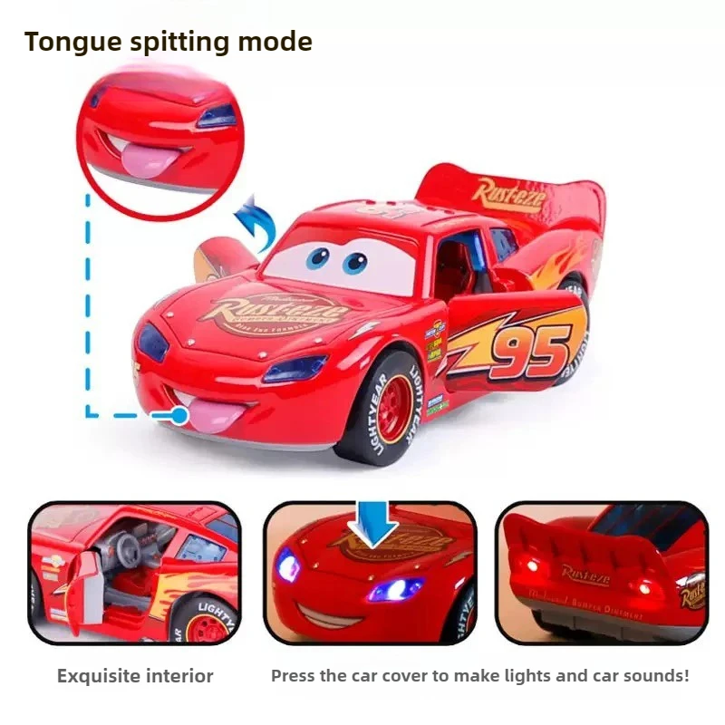 سيارات ديزني بيكسار 1:32 البرق ماكوين سبيكة دييكاست مع الضوء والصوت عجلة خلفية قوة العودة لعب هدايا عيد ميلاد الاطفال