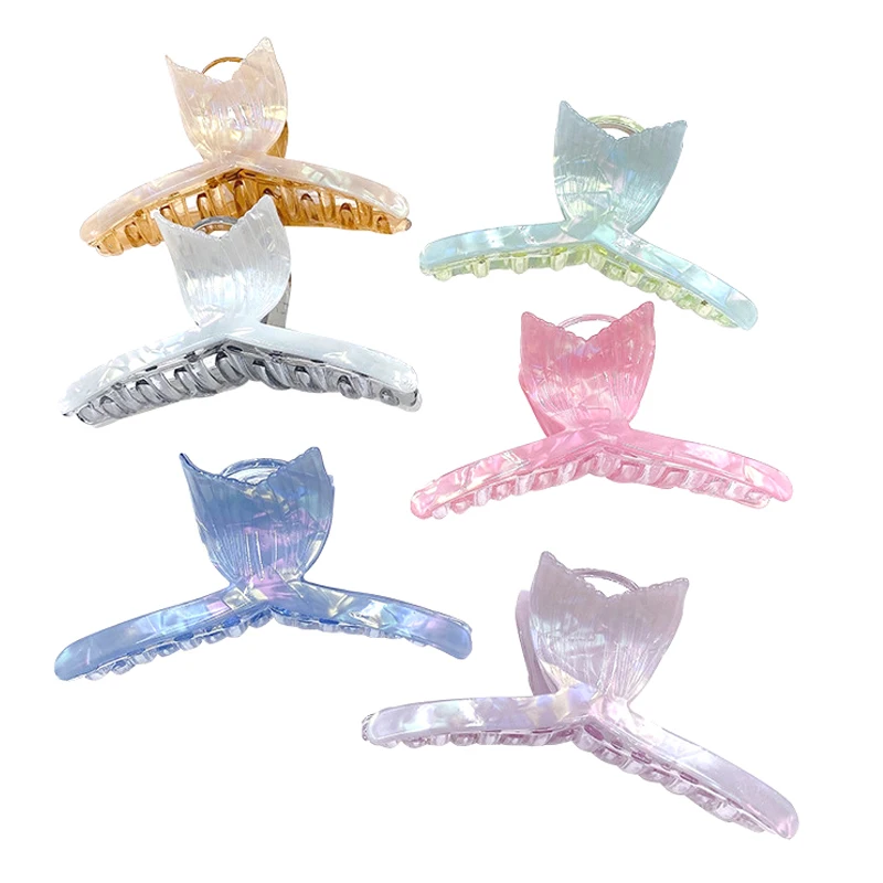 New Temperament Frosted Fishtail Gripper Flash Drill Fishtail Hair Clip Back Of Head Shark Clip Fashion Acrylic Hair Accessories