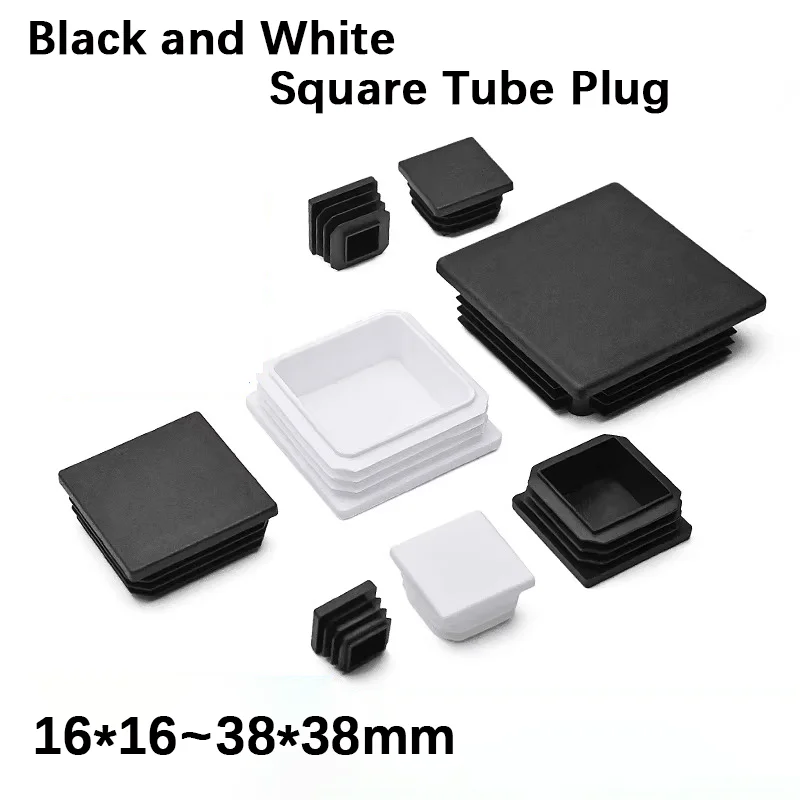 10/100pcs 16*16~38*38mm Square Tube Plugs Stainless Steel Inner Plugs Foot Pads Iron Pipe End Caps Chair Leg Covers