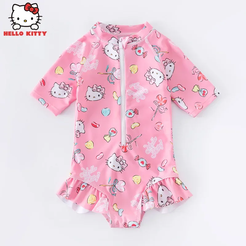 

Sanrio Kawaii Hello Kitty Swimsuit Cartoon Cute Children One Piece Slim Swimsuit Ins Quick Drying Anime Swimwear Gift for Kids