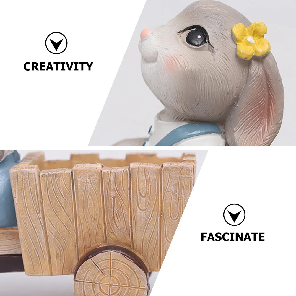 

2Pcs Small Resin Rabbit Flower Pot Cartoon Statue Succulent Planter Bonsai Pot Creative Indoor Desktop Small Plant Pots