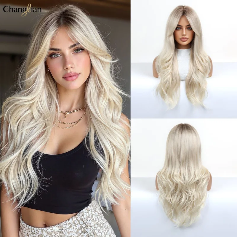 

Европейские и американские синтетические длинные волнистые кудрявые парики для женщин, из термостойкого волокна, на всю голову, хит продаж.