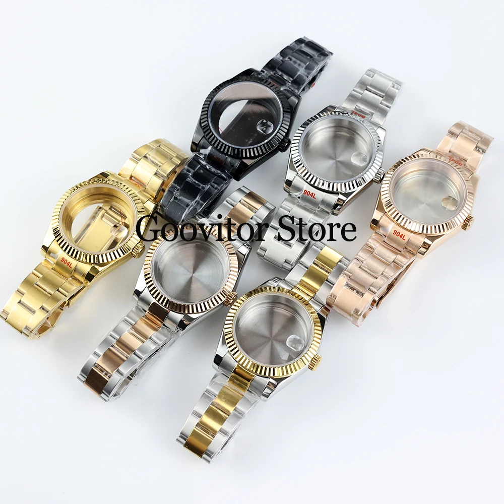 

NH35 watch case 36mm/39mm oyster/jubilee strap stainless steel sapphire glass fit NH35 NH36 movement 28.5mm dial waterproof