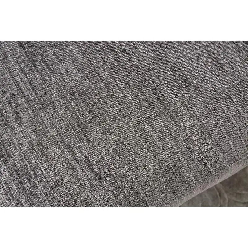 Acogedor otomano de chenilla gris, asiento de espuma de felpa con patas de madera, muebles cómodos para sala de estar, diseño moderno, solo 1 pieza