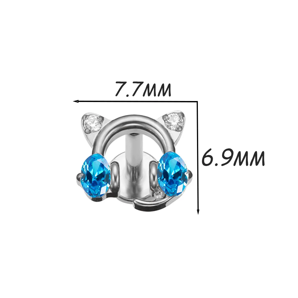 PUTITUP F136 سبائك التيتانيوم القط سماعة أقراط زركونيا منخفضة الفاخرة الأذن العظام الشفاه مسمار ثقب الجسم مجوهرات عالية الجودة