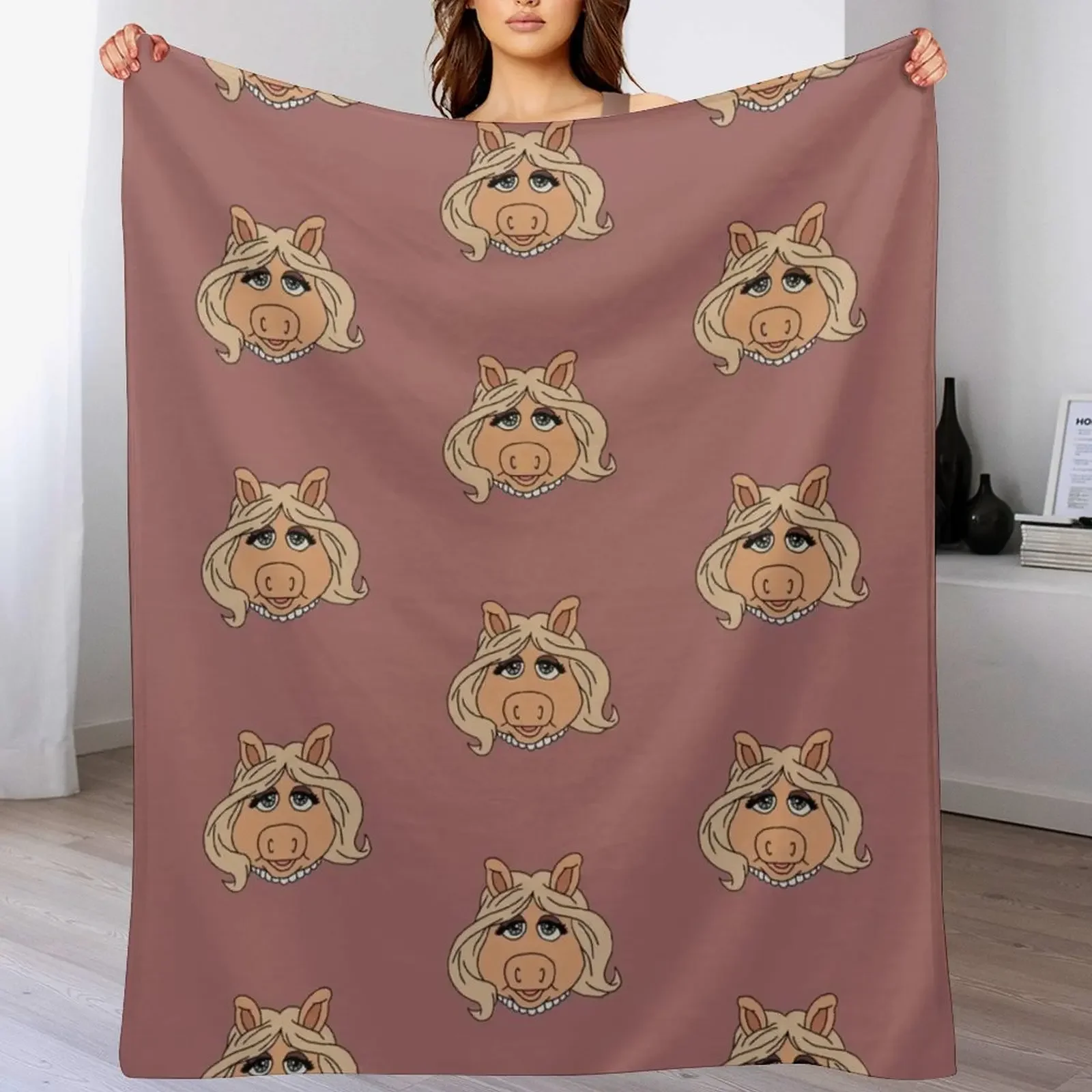 Miss Piggy Throw Blanket Warm Plush Fuzzy Blanket for Living Room