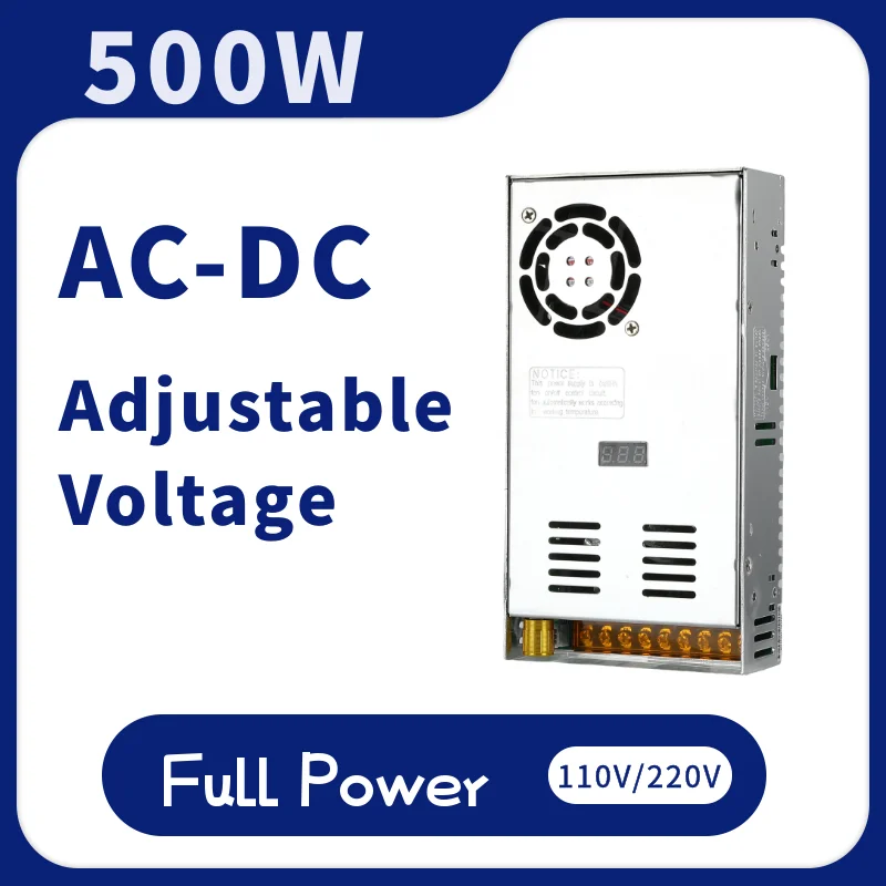 Adjustable Voltage 500W DC Power Supply with Digital Display