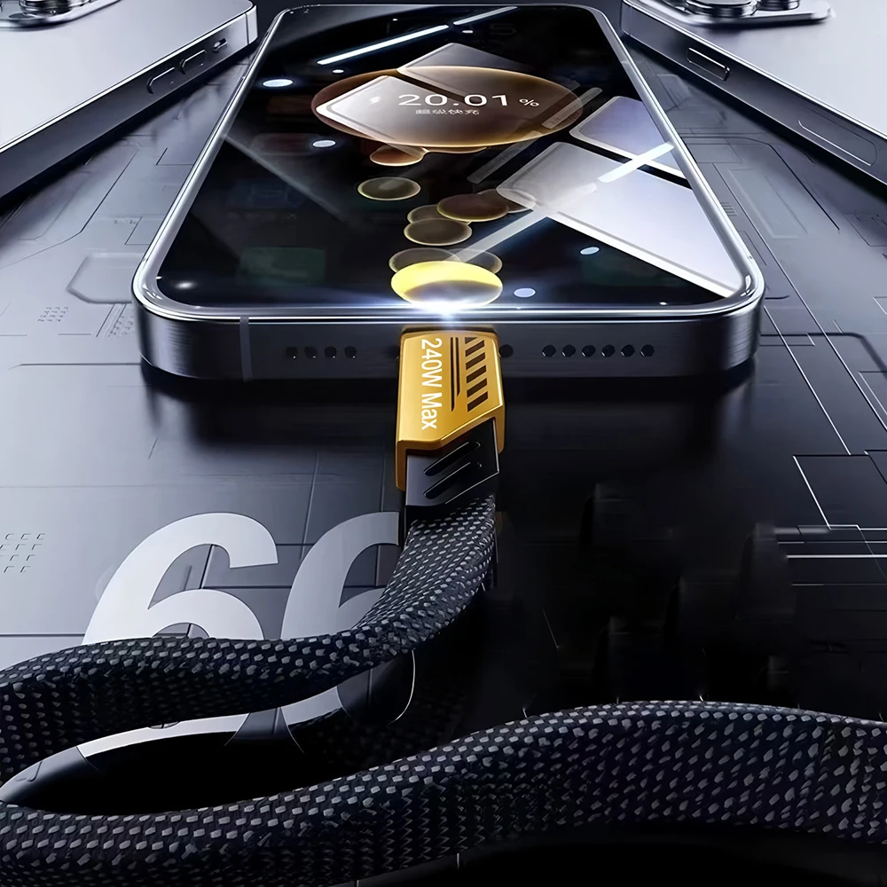 3 في 2 240 واط كابل شحن سريع المصغّر USB TypeC كابل بيانات الهاتف المحمول آيفون هواوي ممن لهم Xiaomi Redmi سامسونج كابل شحن