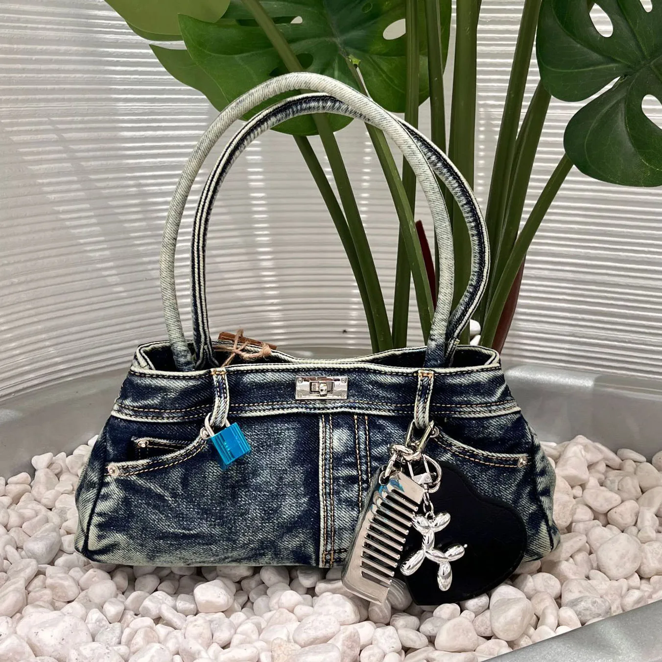Jeans bag 2025 new niche design vintage old style washing denim