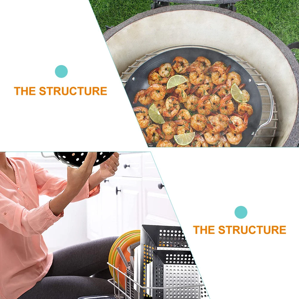 

Professional Grill Wok Multi-Function Vegetable Basket Durable Non-Stick Draining Bbq Accessory Outdoor Home Grilling Supply
