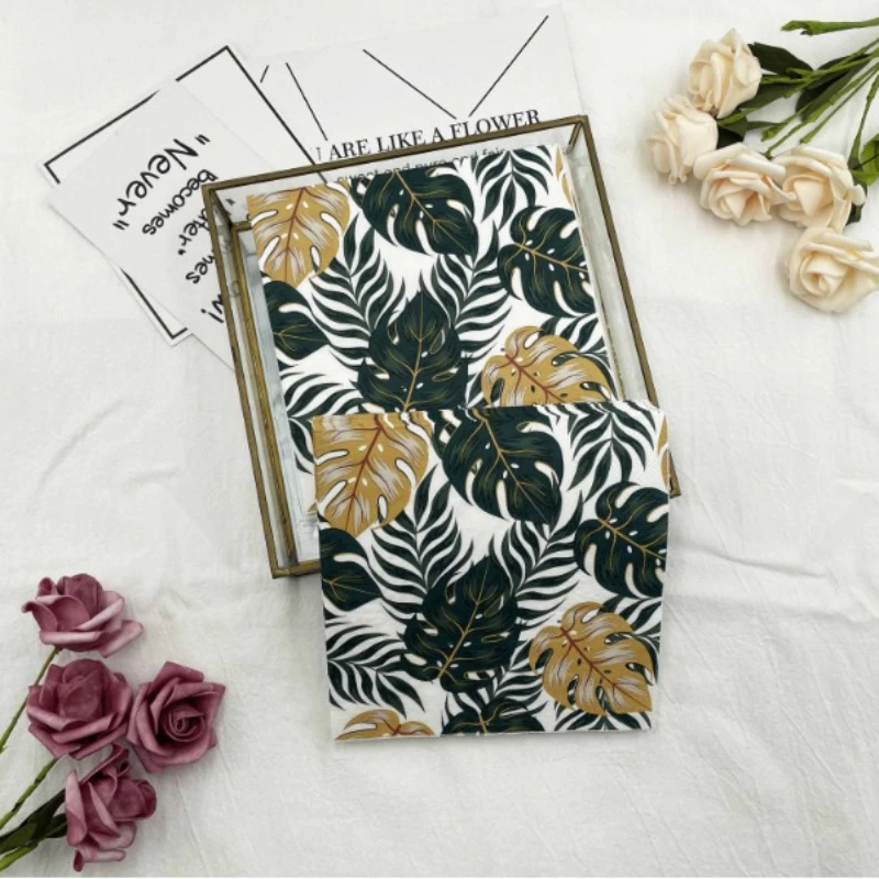 Colourful Printed Napkins Leaves 2 Layers Wood Pulp Paper Folding Disposable Paper Placemats Party Paper Napkins 20pcs/pac 33cm