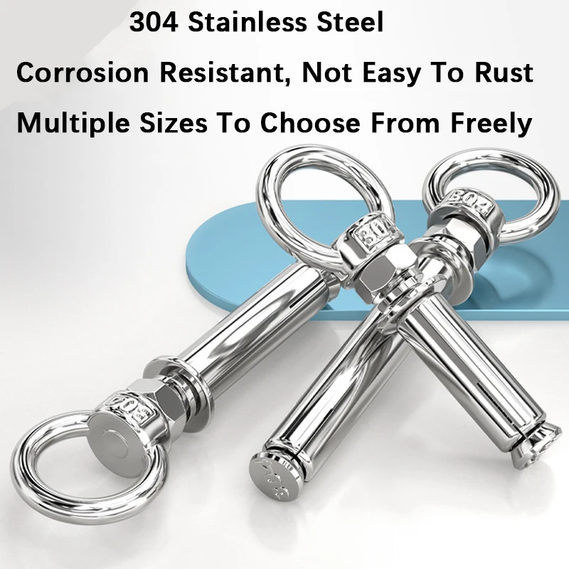 1PCS 304 Stainless Steel Expansion Screw M6 M8 M10 M12 With Loop Hook And Loop Extension Universal Lifting ring Expansion Bolt