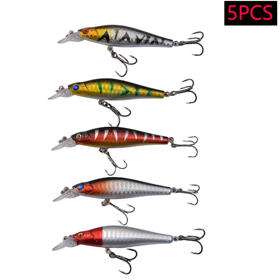 5-teiliges Jerkbait Minnow Crankbait Angelköder-Set Oberflächenköder Hardbait-Kit Künstliche Wobbler zum Schleppangeln auf Hecht und Barsch