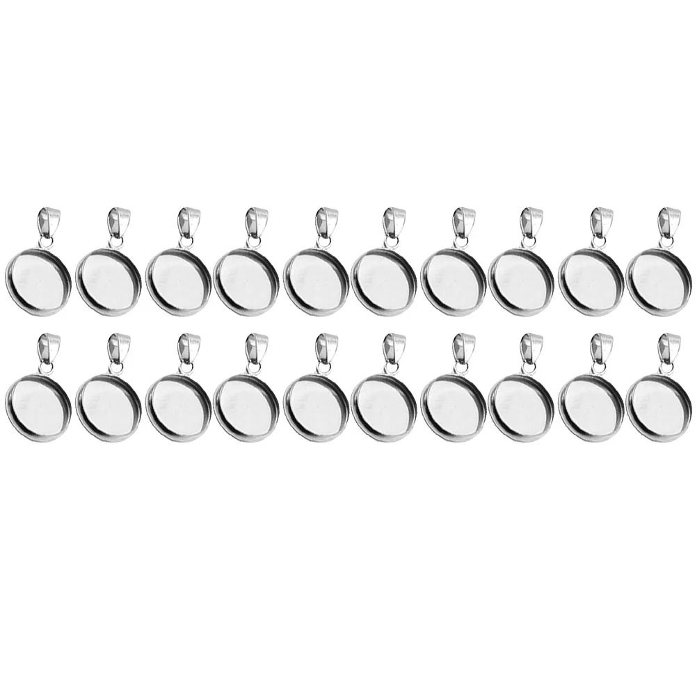 

20pcs Stainless Steel Pendant Trays 16Mm Round Diy Jewelry Making Kit For Necklaces Charms Crafts Resin Cabochon Base Set