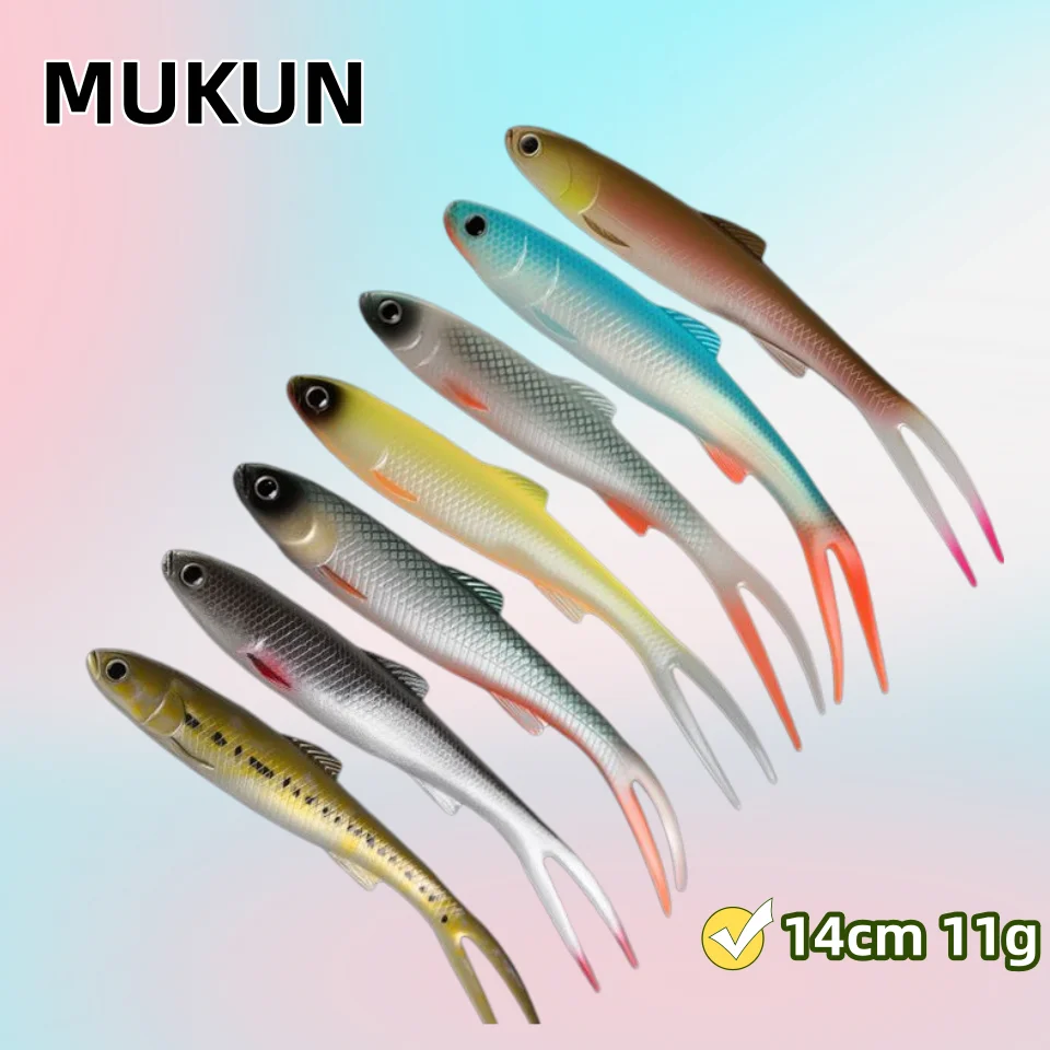 MUKUN Swimmbait Angelköder, weicher Köder, echter Shad, 140 mm/11 g, Isca, künstlicher Silikon-Kunststoffköder für Hecht, Barsch, Felsangeln