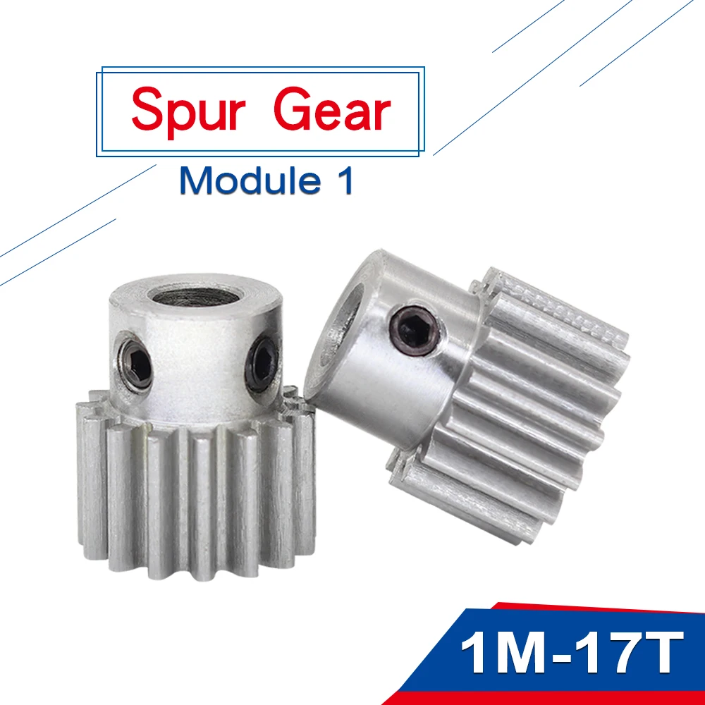 2 PCS 1M17T Spur Gear Bore size 4/5/6.35/7/8/10 mm Teeth Outer Diameter 19 mm Low Carbon Steel Material High Quality For Motor