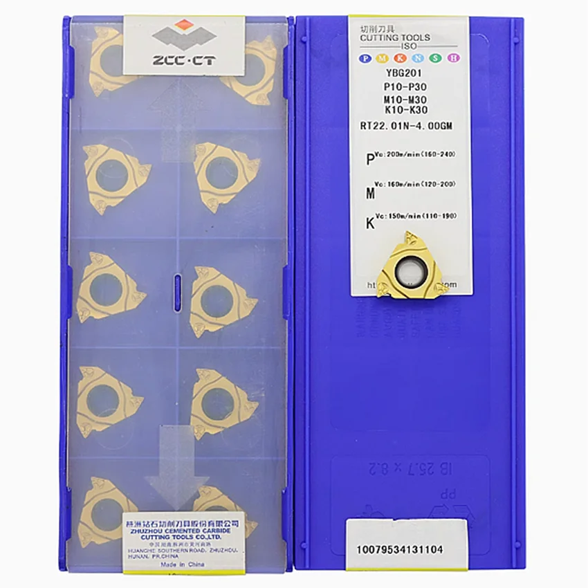 

RT22.01N-4.00GM YBG201/RT22.01N-5.00GM YBG201/RT22.01N-6.00GM YBG201 ZCC.CT RT22.01N CNC carbide inserts Thread insert 10pcs/box